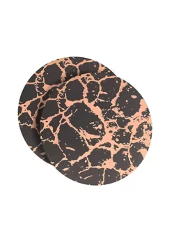 Dainty Home Marble Cork Foil Printed Marble Granite Designed Thick Cork Textured 15" x 15" Round Placemat Set of 2 -Dainty Home Discount Store Belk 110