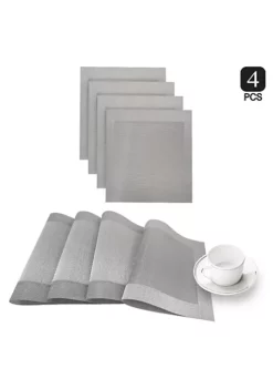 Dainty Home Napa Woven Textilene Crossweave With Solid Geometric Pattern Reversible 15" x 15" Square Placemat Set of 4