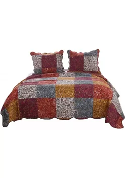 Barefoot Bungalow Paisley Slumber Quilt And Pillow Sham Set - King 105x95", Spice