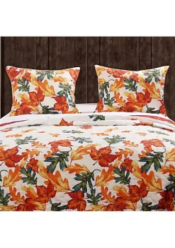 Barefoot Bungalow Falling Leaves Reversible Cotton Pillow Sham - King 20x36", Multicolor