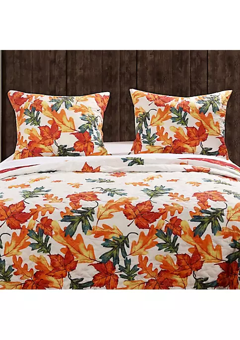 Barefoot Bungalow Falling Leaves Reversible Cotton Pillow Sham - King 20x36", Multicolor 2 Barefoot Bungalow Falling Leaves Reversible Cotton Pillow Sham - King 20x36", Multicolor - Image 2