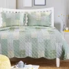 Greenland Home Fashions Barefoot Bungalow Juniper Geometric Patterns and Scalloped Borders Comfort Quilt Set - 2-Piece - Twin 68x88", Sage