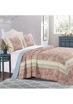 Barefoot Bungalow Palisades Bedspread And Pillow Sham Set - Queen 110x118", Pastel