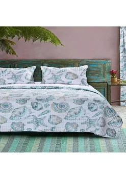 Barefoot Bungalow Oversized 100% Microfiber Polyester Cruz Reversible Quilt And Pillow Sham Set - Full/Queen 90x90", Multi