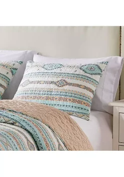 Greenland Home Fashions Barefoot Bungalow Phoenix Pillow Sham - Standard 20x26", Turquoise