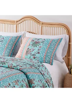 Greenland Home Fashions Barefoot Bungalow Audrey Pillow Sham - King 20x36", Turquoise