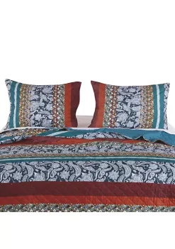 Greenland Home Fashions Barefoot Bungalow Vista Graphic Paisleys and Jewel Tone Mosaic Motifs Reversible Pillow Sham - King 20x36", Multi