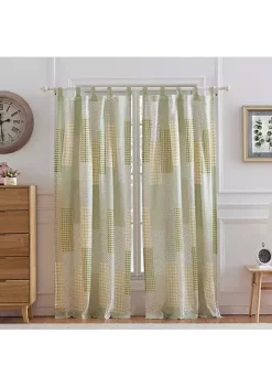 Greenland Home Fashions Barefoot Bungalow Juniper Geometric and Fashionable Window Panel and Tie Back With 3" Rod Pocket - 4-Piece - 42X84", Sage