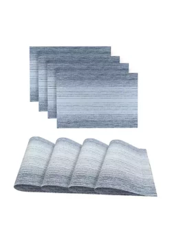 Dainty Home Ombre Woven Textilene Crossweave With Ombre Woven Design Reversible 13" x 19" Rectangular Placemat Set of 4