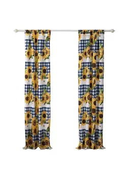 Greenland Home Fashions Barefoot Bungalow Sunflower Window Panel Pair - 42x84", Gold