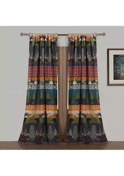 Barefoot Bungalow Black Bear Lodge Window Curtain Panel Pair (2) - 42x84", Multi