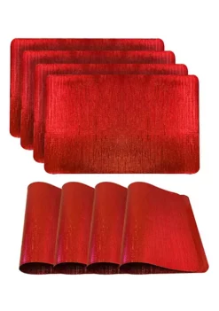 Dainty Home Metallic Galaxy Vinyl Smooth Linear Striped Textured Reversible 12" x 18" Rectangular Placemat Set of 4 -Dainty Home Discount Store Belk 14