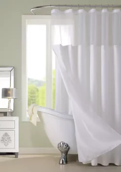 Dainty Home Smart Design Complete 2 in 1 Waffle Weave Hotel Spa Style Fabric Shower Curtain