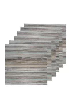 Dainty Home Multistripes Woven Textilene Reversible Square Set of 6 Placemats