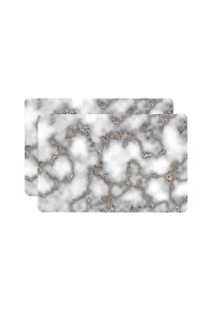 Dainty Home Marble Cork Foil Printed Marble Granite Designed Thick Cork Textured 12" x 18" Rectangular Placemat Set of 2 -Dainty Home Discount Store Belk 186