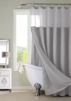 Dainty Home Smart Design Complete 2 in 1 Waffle Weave Hotel Spa Style Fabric Shower Curtain