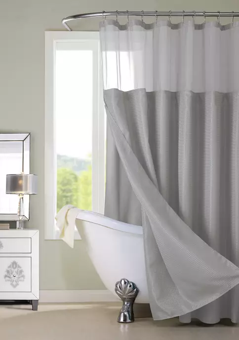 Dainty Home Smart Design Complete 2 in 1 Waffle Weave Hotel Spa Style Fabric Shower Curtain 1 Dainty Home Smart Design Complete 2 in 1 Waffle Weave Hotel Spa Style Fabric Shower Curtain