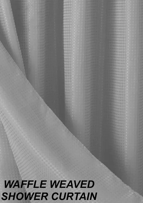 Dainty Home Smart Design Complete 2 in 1 Waffle Weave Hotel Spa Style Fabric Shower Curtain 2 Dainty Home Smart Design Complete 2 in 1 Waffle Weave Hotel Spa Style Fabric Shower Curtain - Image 2