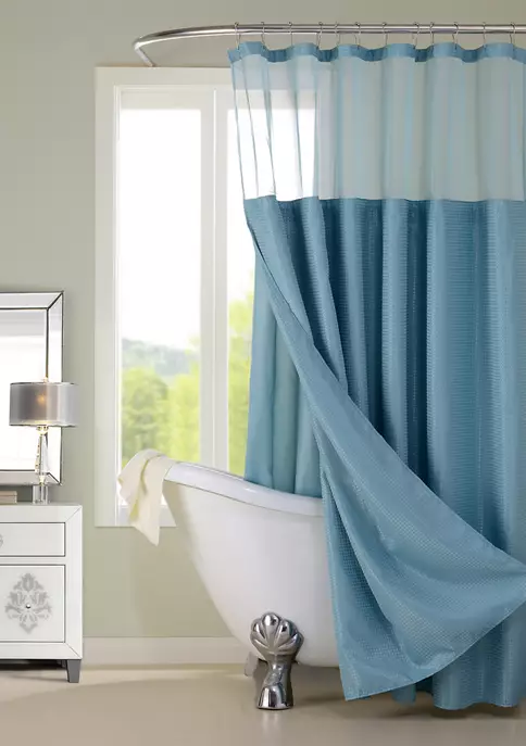 Dainty Home Smart Design Complete 2 in 1 Waffle Weave Hotel Spa Style Fabric Shower Curtain 8 Dainty Home Smart Design Complete 2 in 1 Waffle Weave Hotel Spa Style Fabric Shower Curtain - Image 8