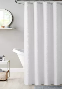 Dainty Home Tranquility Embossed Seersucker Designed Shower Curtain