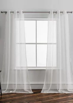 Dainty Home Krystal Mesh Textured Lurex Light Filtering Window Panel Pair