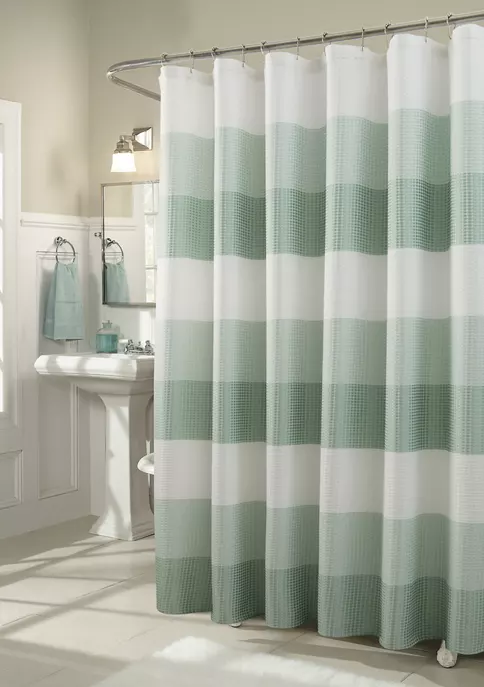 Dainty Home Waffle Weave Ombré Stripe Fabric Shower Curtain 3 Dainty Home Waffle Weave Ombré Stripe Fabric Shower Curtain - Image 3