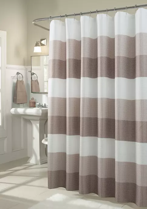 Dainty Home Waffle Weave Ombré Stripe Fabric Shower Curtain 5 Dainty Home Waffle Weave Ombré Stripe Fabric Shower Curtain - Image 5