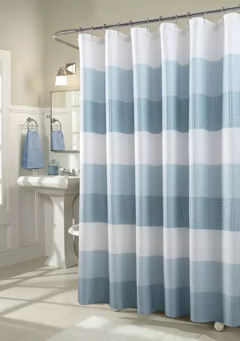 Dainty Home Waffle Weave Ombré Stripe Fabric Shower Curtain 6 Dainty Home Waffle Weave Ombré Stripe Fabric Shower Curtain - Image 6