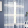 Dainty Home Silvia Ombre Striped Gradient Window Panel Pair With Floral Chenille Embroidery