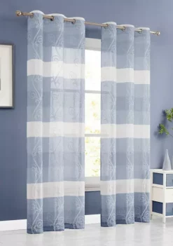 Dainty Home Silvia Ombre Striped Gradient Window Panel Pair With Floral Chenille Embroidery -Dainty Home Discount Store Belk 283