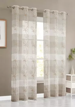 Dainty Home Silvia Ombre Striped Gradient Window Panel Pair With Floral Chenille Embroidery -Dainty Home Discount Store Belk 284