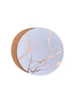 Dainty Home Marble Cork Foil Printed Marble Granite Designed Thick Cork Textured 4" x 4" Round Coaster Set of 4 -Dainty Home Discount Store Belk 292