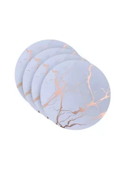 Dainty Home Marble Cork Foil Printed Marble Granite Designed Thick Cork Textured 4" x 4" Round Coaster Set of 4 -Dainty Home Discount Store Belk 294