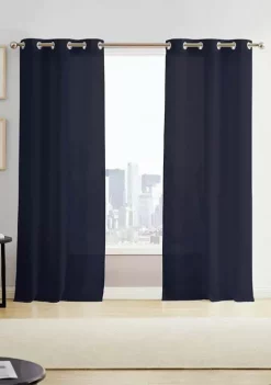 Dainty Home Hannah Semi-Sheer Checkered Weave Linen Look Light Filtering Window Panel Pair