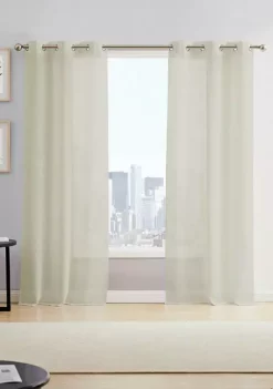 Dainty Home Hannah Semi-Sheer Checkered Weave Linen Look Light Filtering Window Panel Pair -Dainty Home Discount Store Belk 316