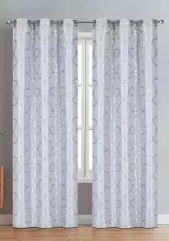 Dainty Home Carly Satin Embroidered Room Darkening Window Panel Pair