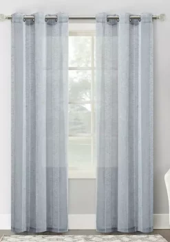 Dainty Home Megan Chenille Embroidered Stripes Linen Look Light Filtering Window Panel Pair -Dainty Home Discount Store Belk 407