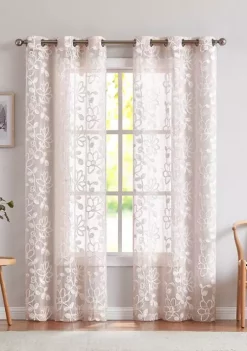 Dainty Home Rita Chenille Floral Embroidererd Linen Look Light Filtering Window Panel Pair -Dainty Home Discount Store Belk 421