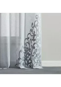 Dainty Home Natalie Linen Look Light Filtering Window Panel Pair With Scroll Design Velvet Appliqué -Dainty Home Discount Store Belk 427