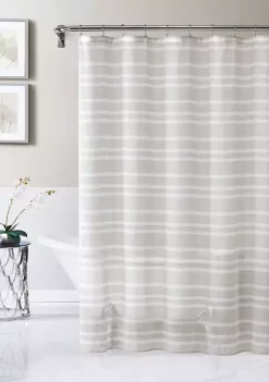 Dainty Home Naples Linen Look Striped Designed Shower Curtain