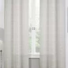 Dainty Home Shimmer Lurex 3D Stripes With Embellished Lurex Linen Look Light Filtering Window Panel Pair