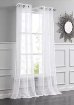 Dainty Home Gisella Linen Look Floral Beaded Window Panel Pair