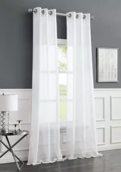 Dainty Home Sarah Linen Look Chenille Embroidered Stripes Light Filtering Window Panel Pair -Dainty Home Discount Store Belk 501