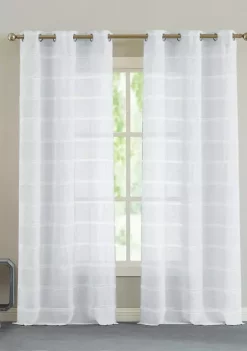Dainty Home Lurex Stripe 3D Lurex Embroidered Stripes Linen Look Light Filtering Window Panel Pair -Dainty Home Discount Store Belk 517