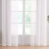 Dainty Home Cut Flower Linen Look Curtain Panel Pair With Floral Cotton Like Puffs