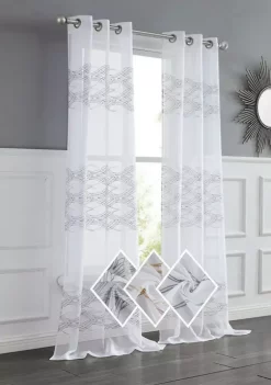 Dainty Home New Wave 3D Wave Embroidered Linen Look Light Filtering Window Panel Pair -Dainty Home Discount Store Belk 540