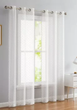 Dainty Home Sprinkles Embellished Lurex Ribbons Linen Look Light Filtering Window Panel Pair -Dainty Home Discount Store Belk 565