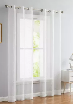 Dainty Home Sprinkles Embellished Lurex Ribbons Linen Look Light Filtering Window Panel Pair -Dainty Home Discount Store Belk 567