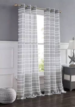 Dainty Home Naples Linen Look Striped Light Filtering Window Panel Pair