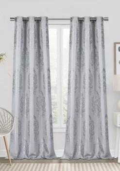 Dainty Home Majestic Satin Embroidered Room Darkening Window Panel Pair